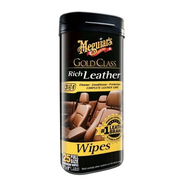 Серветки для догляду за шкіряним салоном, Gold Class Rich Leather Wipes, Meguiar's, 25 шт G10900 фото