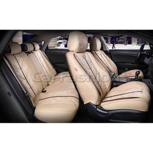 Чехлы на сиденья START 5D, CarFashion, комплект, бежевый/шоколад KSTART02 фото