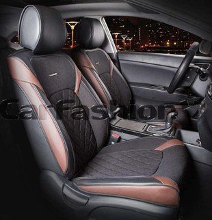 Чехлы на сиденья STING 3D, CarFashion, передний ряд, черный/коричневый 000006290 фото