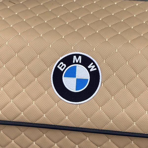 Органайзер у багажник із логотипом BMW з екошкіри, бежевий, 65 см, коробка в багажник 200042009 фото