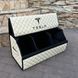 Органайзер в багажник с вышивкой Tesla, бежевый, 65 см, автомобильный органайзер в авто 000005271 фото 4