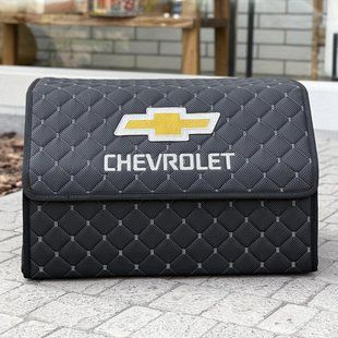 Органайзер в багажник с вышивкой Chevrolet, черный с серой ниткой, 50 см, автомобильный органайзер в авто 000007094 фото