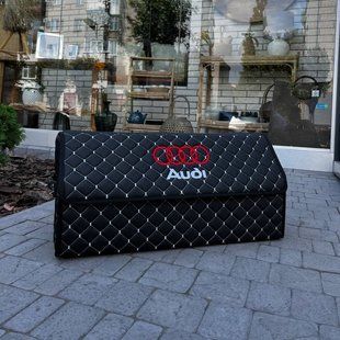 Органайзер в багажник с вышивкой Audi, черный с белой ниткой, 65 см, автомобильный органайзер в авто 000005320 фото