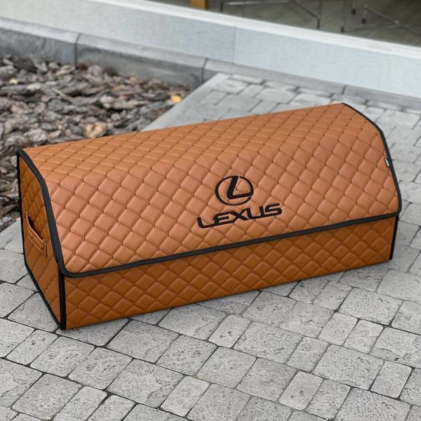 Органайзер у багажник з логотипом Lexus з екошкіри, коньячний, 80 см, автоорганайзер 000005282 фото