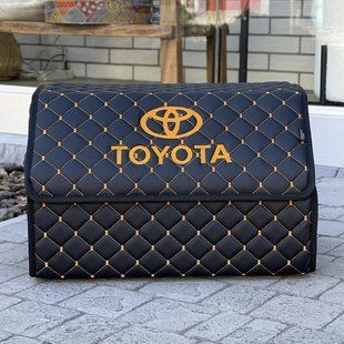 Органайзер в багажник с вышивкой Toyota, черный с оранжевой ниткой, 50 см, автомобильный органайзер в авто 000007574 фото