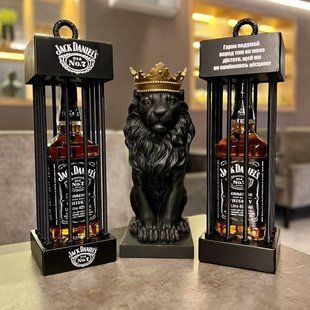 Сейф для алкоголю 1л Jack Daniel's з гайками та чарками, клітка для алкоголю, креативний подарунок 2283862280 фото