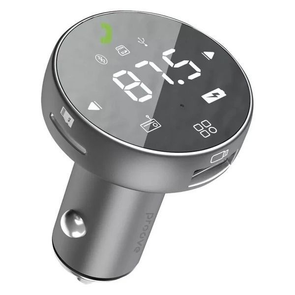 Адаптер автомобильный Proove FM Launcher Sound Sync 30W (PD+QC3.0) Type-C+USB+TF | Серый FMSS30110003 фото