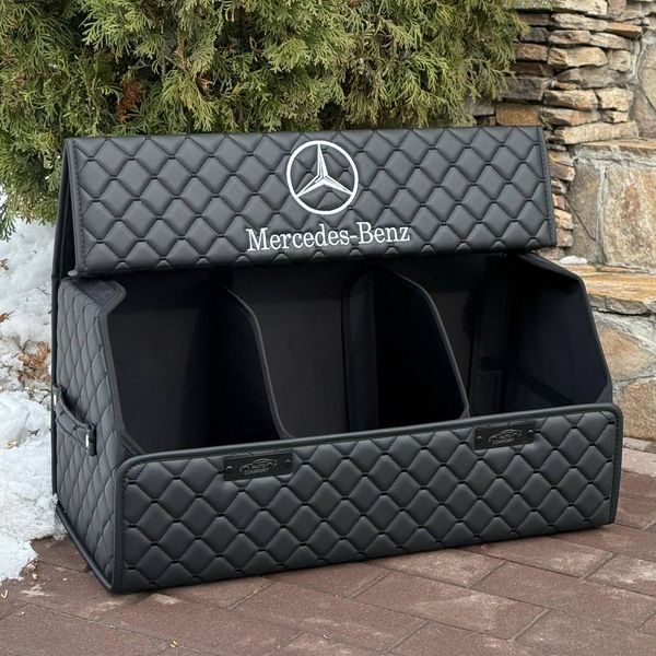 Органайзер у багажник на магніті з логотипом Mercedes з екошкіри, чорний, 65 см, сумка в багажник 200041616 фото