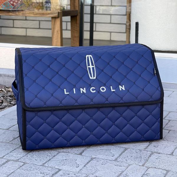 Органайзер у багажник з вишивкою Lincoln, синій, 50 см, автомобільний органайзер в авто 00021008 фото