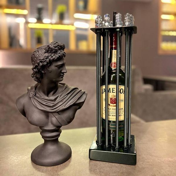 Сейф для бутылки 0.7л Jameson с гайками, подарок мужчине, куму, другу, Клетка для алкоголя KL1 фото