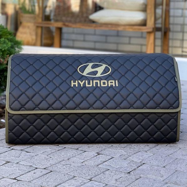 Органайзер в багажник с логотипом Hyundai из экокожи, черный, 65 см, коробка в багажник 200040980 фото