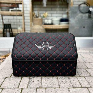 Органайзер в багажник с вышивкой Mini Cooper, черный с красной ниткой, 50 см, автомобильный органайзер в авто 000006312 фото