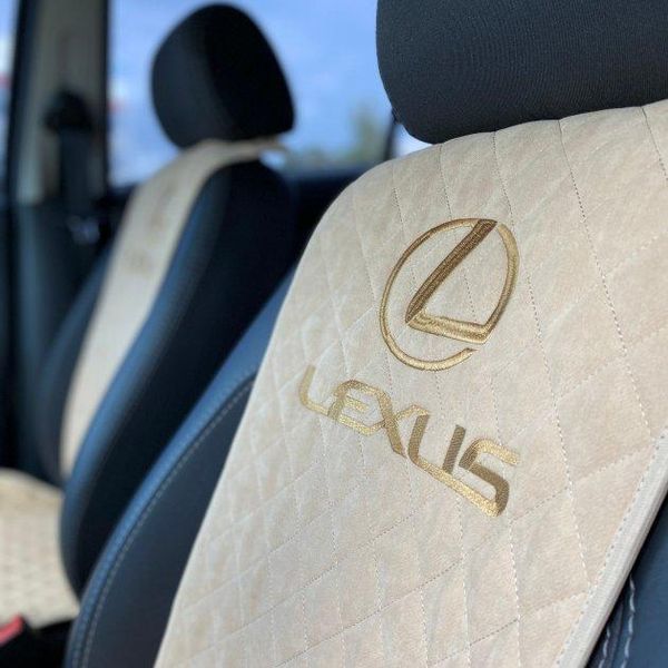 Накидки на сидіння АЛЬКАНТАРА з вишивкою LEXUS (Лексус), передній ряд, пайка 000006257 фото