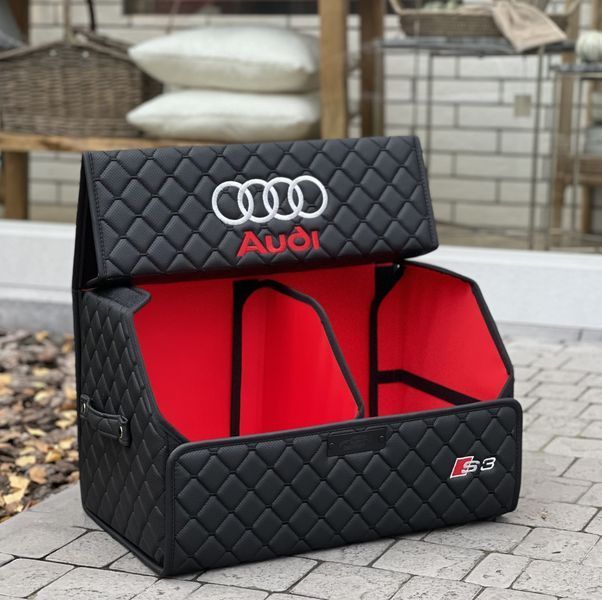 Органайзер в багажник на магните с вышивкой Audi, черный, 50 см, автомобильный органайзер в авто 00022476 фото