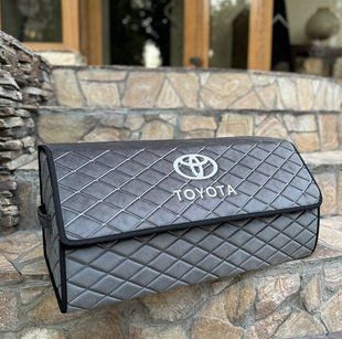 Органайзер в багажник с вышивкой Toyota, серый велюр, 65 см, автомобильный органайзер в авто ORG65-TOYOTA-03 фото