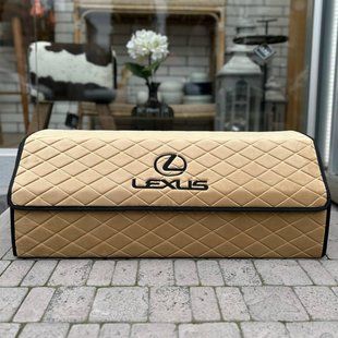 Органайзер в багажник с вышивкой Lexus, бежевый велюр, 80 см, автомобильный органайзер в авто 000005277 фото