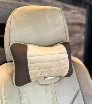 Подушки в машину на підголівник MONACO, CarFashion, бежевий/шоколад, 2 шт 41150 фото