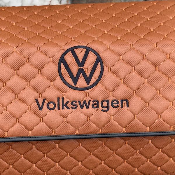 Органайзер у багажник з вишивкою Volkswagen, коньячний, 65 см, автомобільний органайзер в авто 200041905 фото