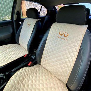 Накидки на сидіння АЛЬКАНТАРА з вишивкою INFINITI (Інфініті), передній ряд, пайка 000005057 фото