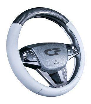 Чехол на руль, размер М (37-39 см), черный/серый, модель Carbon, CarFashion 000007490 фото