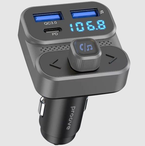 Адаптер автомобильный Proove FM Launcher Luxor SE 36W PD+QC3.0 Type-C+USB Gray 200041102 фото