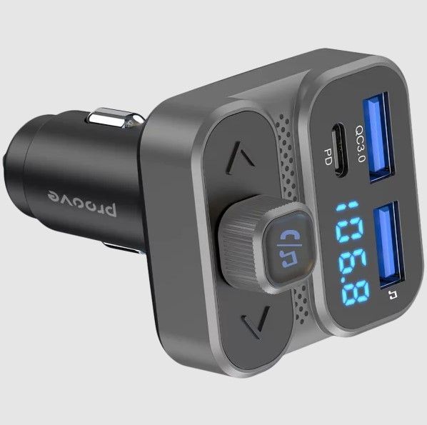 Адаптер автомобильный Proove FM Launcher Luxor SE 36W PD+QC3.0 Type-C+USB Gray 200041102 фото