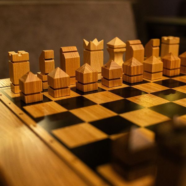 Шахова дошка із натурального дерева та, ручна робота 50*50 см 200042341 фото