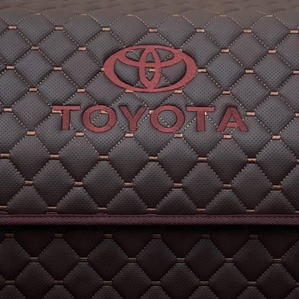 Органайзер в багажник з вишивкою Toyota, шоколадний з коричневим кантом, 50 см, автомобільний органайзер в авто 200041234 фото