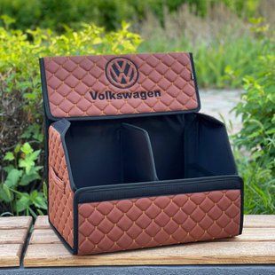 Органайзер в багажник с вышивкой Volkswagen, коньячный, 50 см, автомобильный органайзер в авто 000006025 фото