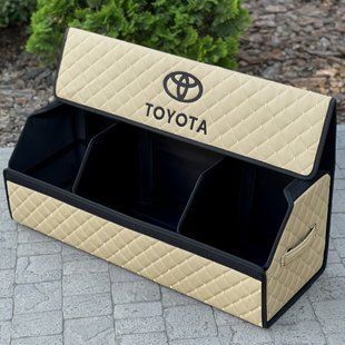 Органайзер в багажник с вышивкой Toyota, бежевый, 80 см, автомобильный органайзер в авто 000005279 фото