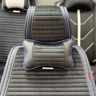 Подушки в машину на підголівник MONACO, CarFashion, чорний/синий, 2 шт 000004888 фото