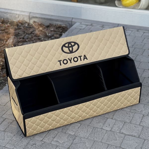 Органайзер в багажник с вышивкой Toyota, бежевый, 80 см, автомобильный органайзер в авто 000005279 фото