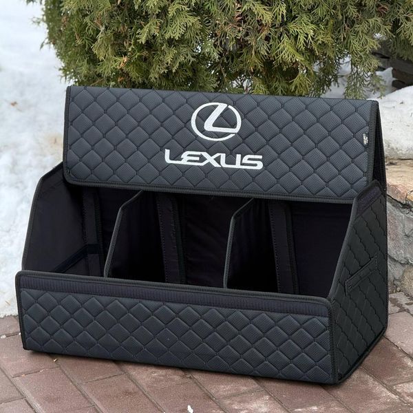 Органайзер у багажник із вишивкою Lexus, чорний, 65 см, автомобільний органайзер в авто ORG65-LEXUS-11 фото