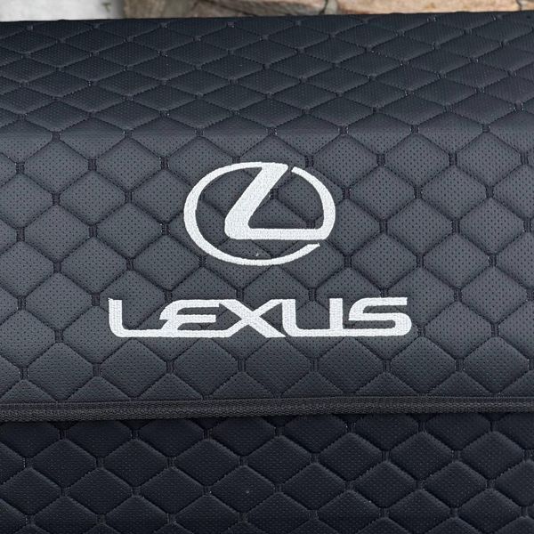 Органайзер у багажник із вишивкою Lexus, чорний, 65 см, автомобільний органайзер в авто ORG65-LEXUS-11 фото