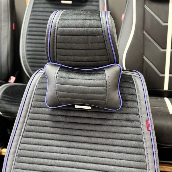 Подушки в машину на підголівник MONACO, CarFashion, чорний/синий, 2 шт 000004888 фото