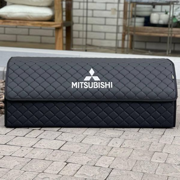 Органайзер в багажник с логотипом Mitsubishi из экокожи, черный, 80 см, складной органайзер в багажник ORG80-MITSUBISHI-03 фото