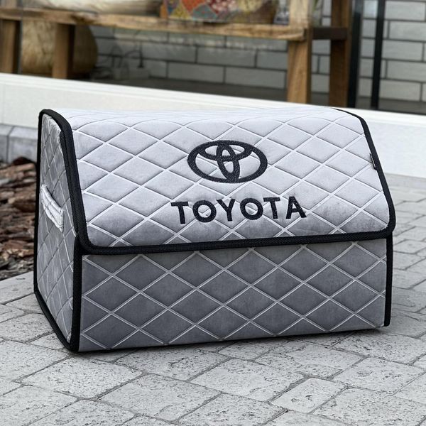 Органайзер у багажник з вишивкою Toyota, сырий велюр, 50 см, автомобільний органайзер в авто 00021095 фото