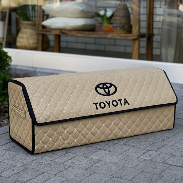 Органайзер в багажник с вышивкой Toyota, бежевый, 80 см, автомобильный органайзер в авто 000005279 фото