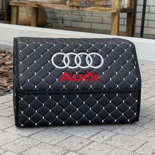 Органайзер в багажник с вышивкой Audi, черный с белой ниткой, 50 см, автомобильный органайзер в авто 00021091 фото