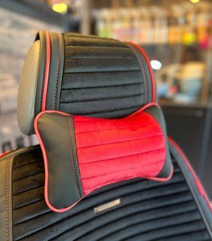 Подушки в машину на підголівник MONACO, CarFashion, червоний/чорний, 2 шт 000004886 фото