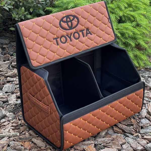 Органайзер в багажник с вышивкой Toyota, коньячный, 50 см, автомобильный органайзер в авто 00022103 фото