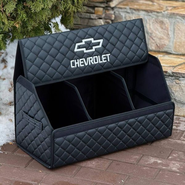 Органайзер у багажник з вишивкою Chevrolet, чорний, 65 см, автомобільний органайзер в авто 000006721 фото