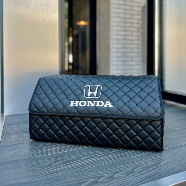 Органайзер у багажник з вишивкою Honda, чорний, 65 см, автомобільний органайзер в авто ORG65-HONDA-02 фото