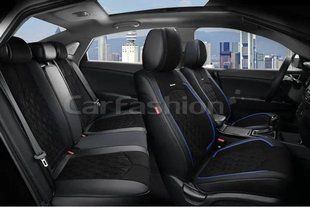 Чехлы на сиденья DIAMOND 5D, CarFashion, комплект, черный/синий DIAMOND-27031 фото