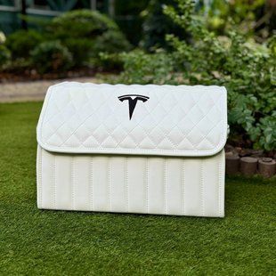 Органайзер в багажник авто Premium Timeless с логотипом Tesla, размер М 50 см, белый 000005299 фото