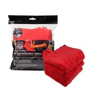 Полотенце из микрофибры, Happy Ending Edgeless Microfiber Towels, 3 шт, красное, Chemical Guys MIC341_03 фото