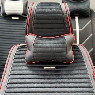 Подушки в машину на підголівник MONACO, CarFashion, чорний/червоний, 2 шт 000004890 фото