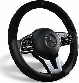 Чехол на руль, размер М (37-39 см), черный, модель Tag, CarFashion 000007487 фото