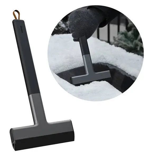 Автомобильный скребок для льда и снега Baseus Quick Clean Car Ice Scraper Черный/ Серый CRQU-01 фото