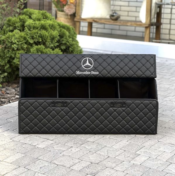 Органайзер у багажник з логотипом Mercedes з екошкіри, магнітна фіксація, чорний, 80 см, сумка в багажник 200043011 фото